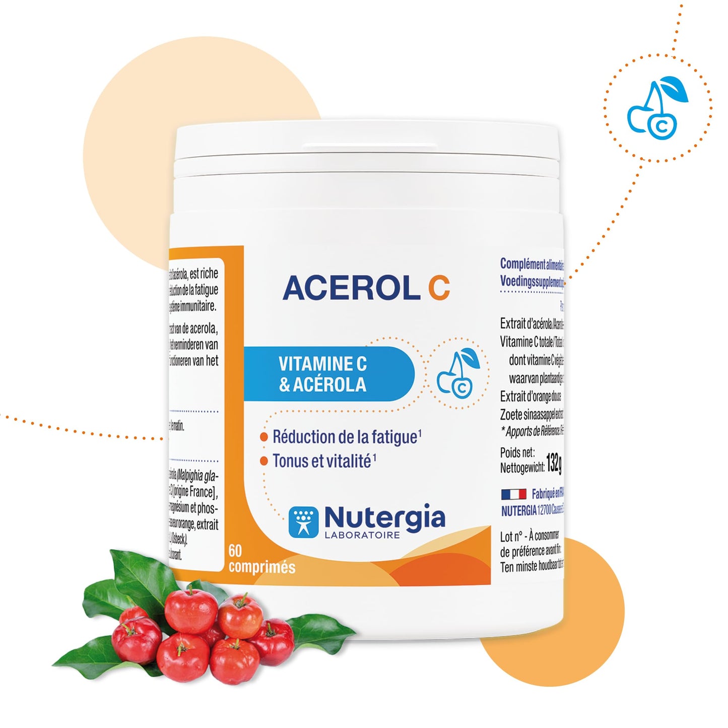 Nutergia ACEROL C 60 tabletas empaque