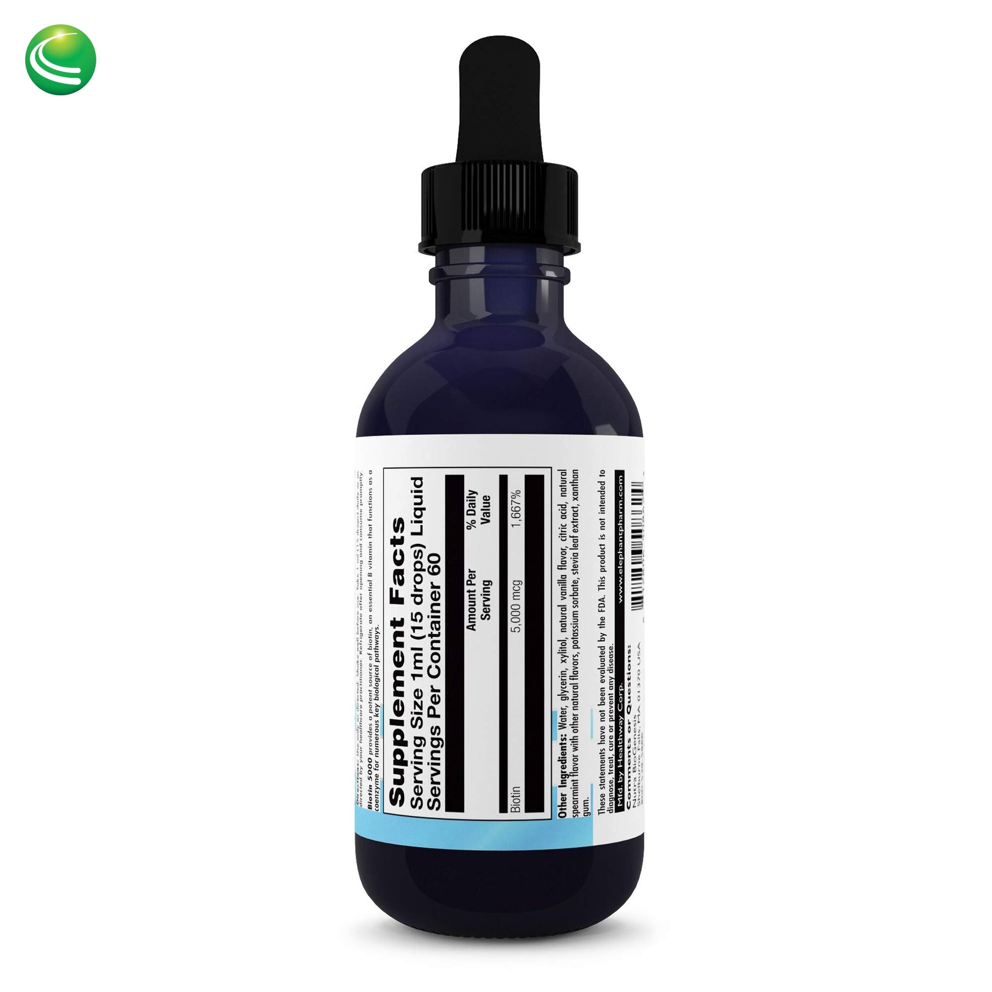 Frasco Nutra BioGenesis Biotina 5000 sabor vainilla y menta
