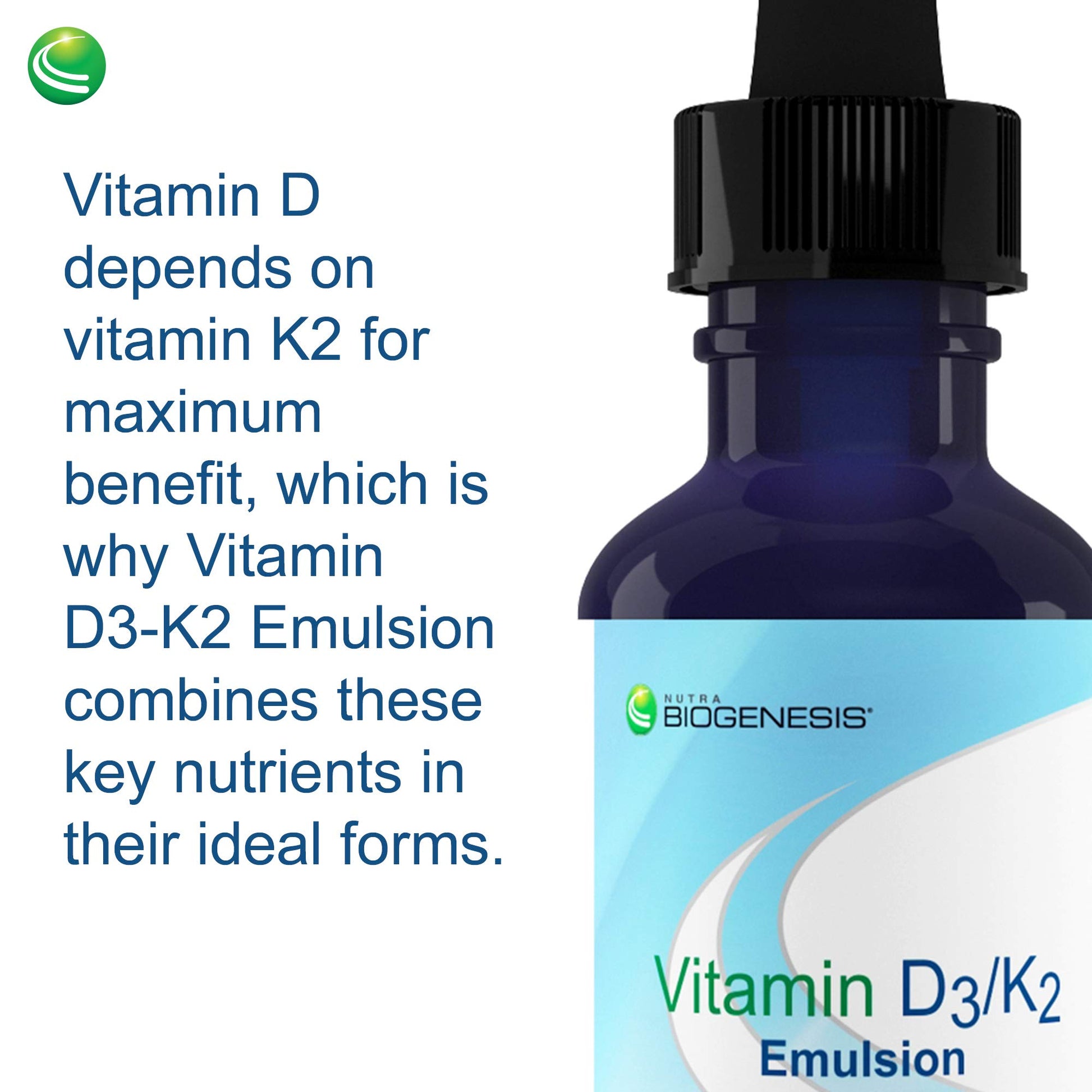 Nutra Biogenesis gotas vitamínicas D3 K2 para adultos y niños