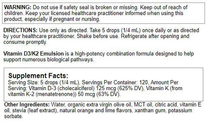 Nutra Biogenesis Vitamina D3 K2 líquido suplemento natural para salud
