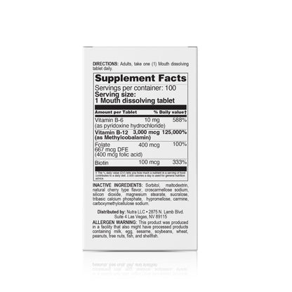Nutra Nutrition vitaminas b12 metilcobalamina y folato
