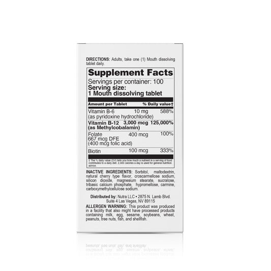 Nutra Nutrition vitaminas b12 metilcobalamina y folato