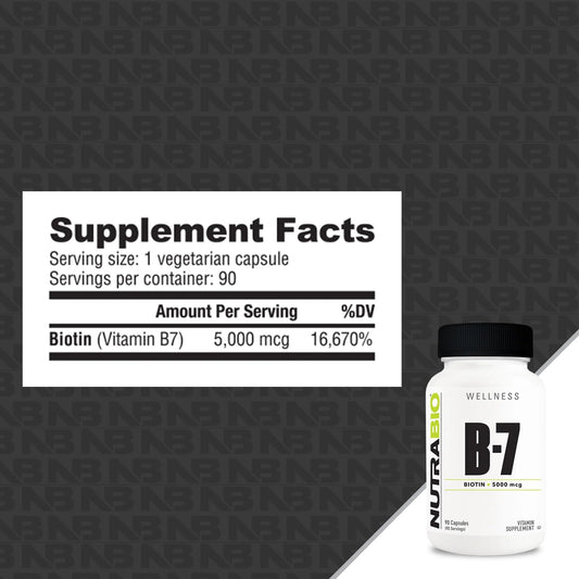 NutraBio biotina cápsulas vegetales botella frontal