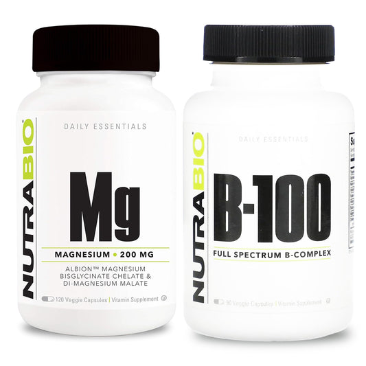 NutraBio paquete complejo vitamina B-100 y magnesio