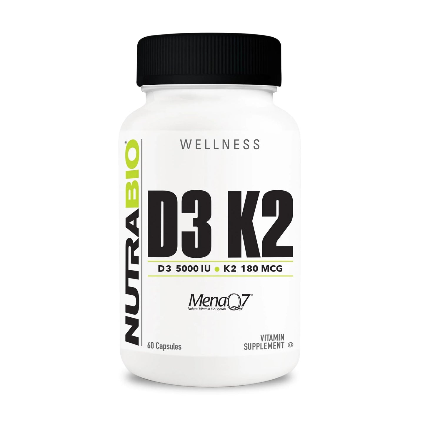 NutraBio Vitamina D3 K2 cápsulas vegetales 60 unidades