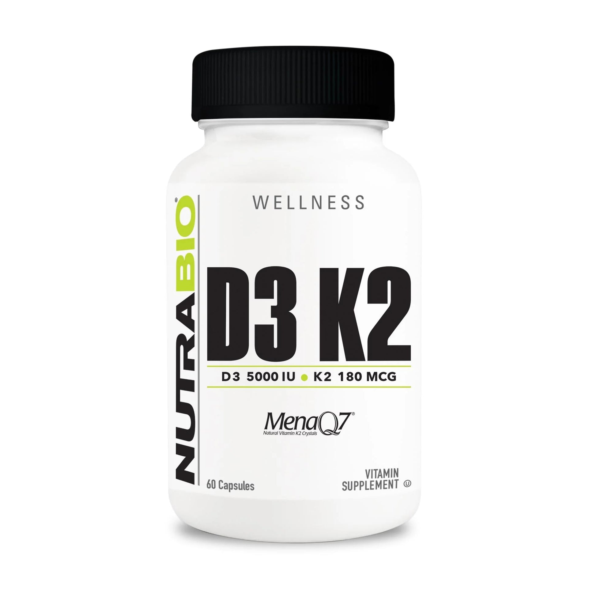 NutraBio Vitamina D3 K2 cápsulas vegetales 60 unidades