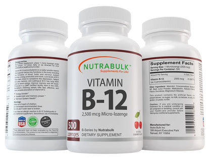 NutraBulk vitamina B-12 2500mcg cápsulas sabor cereza