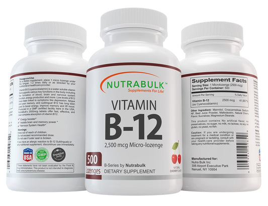 NutraBulk vitamina B-12 2500mcg cápsulas sabor cereza