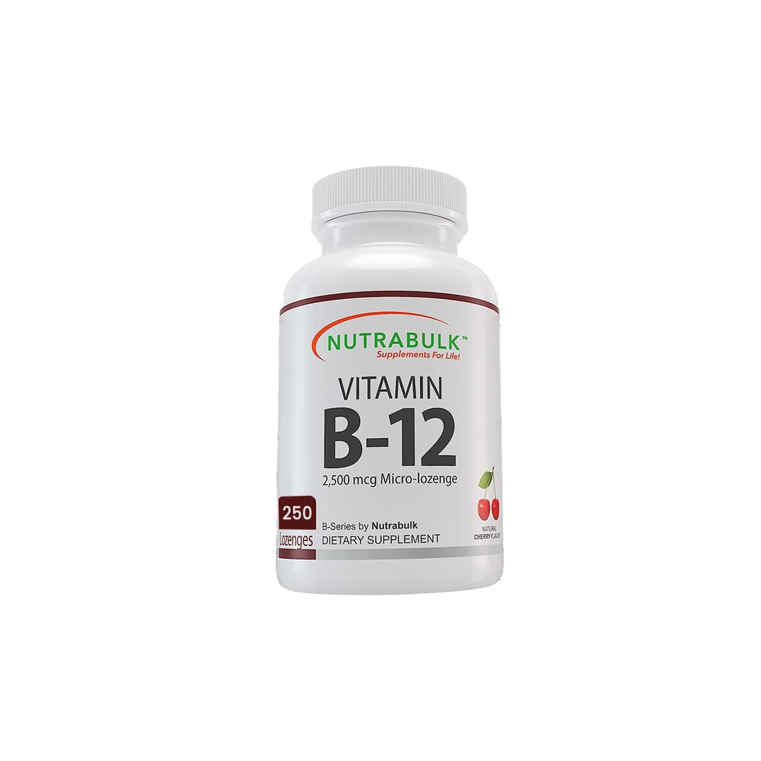 NutraBulk Vitamina B12 sublingual sabor cereza 2500mcg 250 tabletas