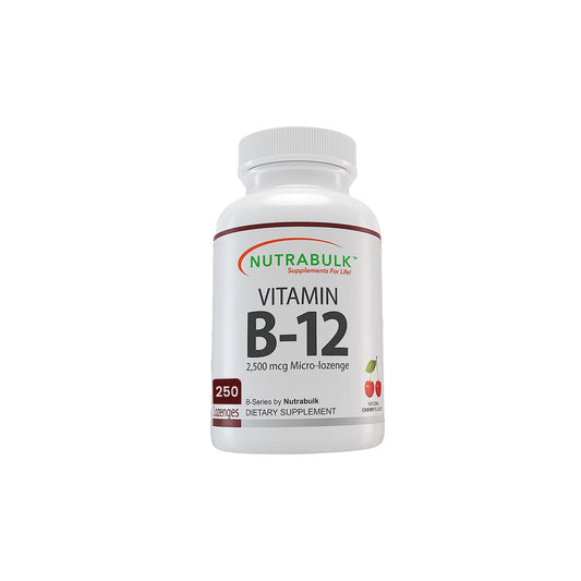 NutraBulk Vitamina B12 sublingual sabor cereza 2500mcg 250 tabletas