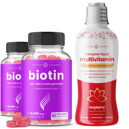 NutraChamps gomitas de biotina paquete de 2 para cabello y uñas