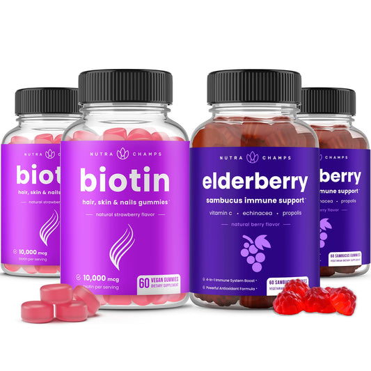 Paquete NutraChamps gomitas de biotina y saúco 4 piezas