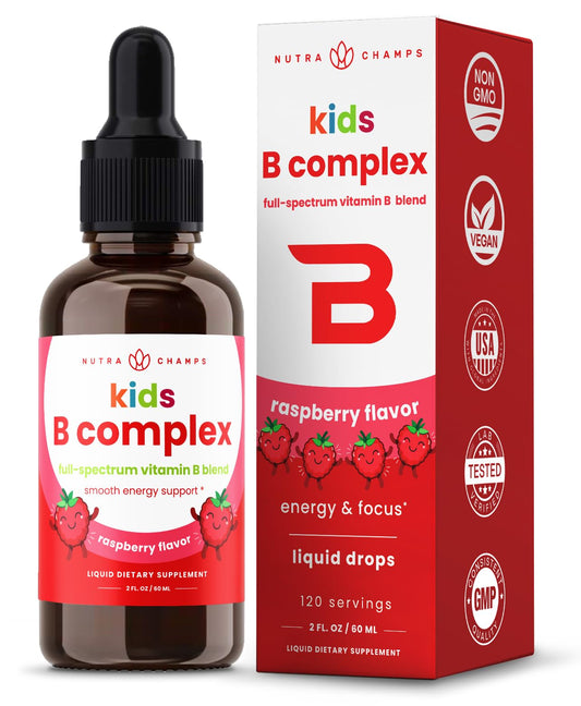NutraChamps gotas vitamina B para niños frasco frontal