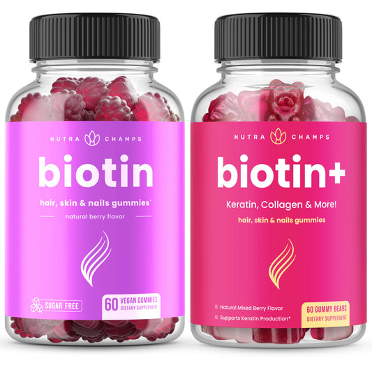 Paquete Completo NutraChamps Biotina para cabello piel y uñas