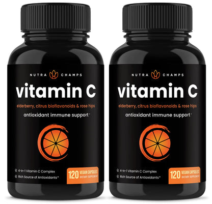 NutraChamps vitamina C 1000mg cápsulas paquete doble vegano