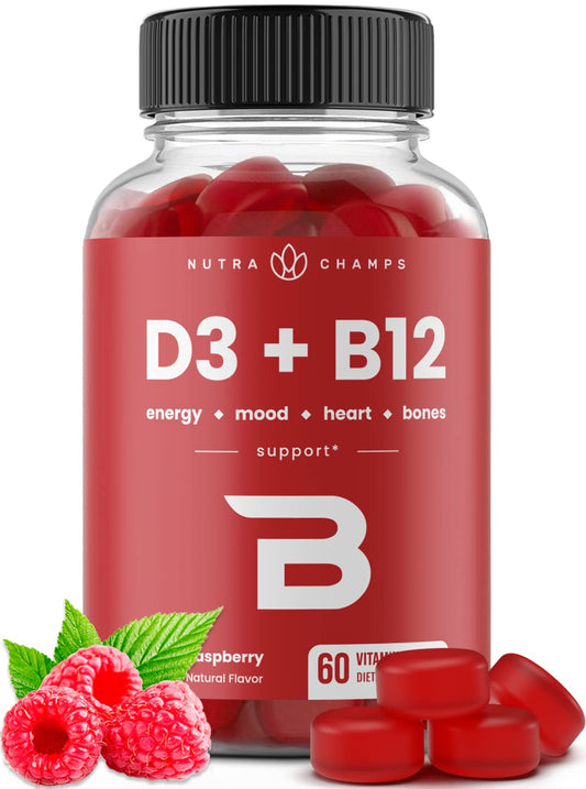 NutraChamps vitaminas d3 y b12 gomitas frambuesa 60 unidades