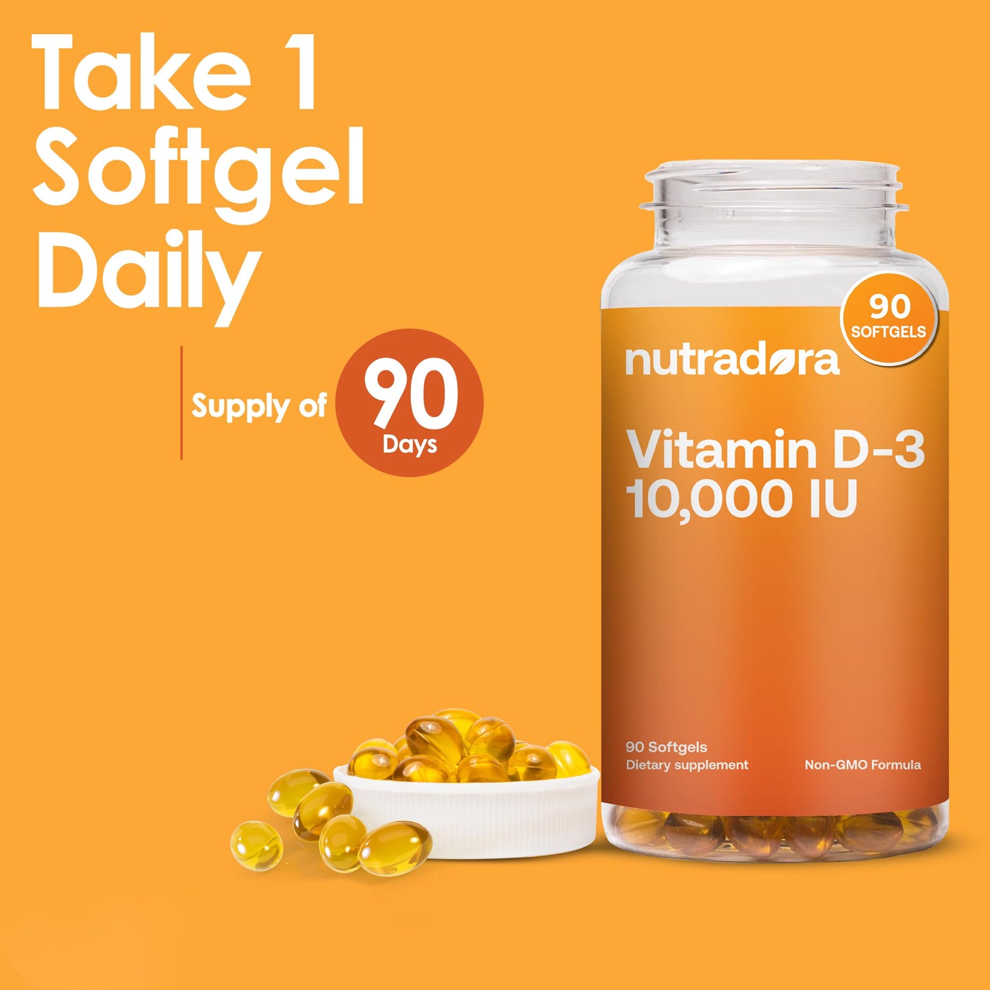 Nutradora vitamina d3 softgel para hombres y mujeres