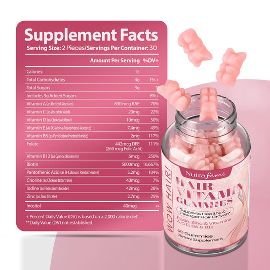 Nutrafemi gomitas biotina vitamina B7 envase lado derecho