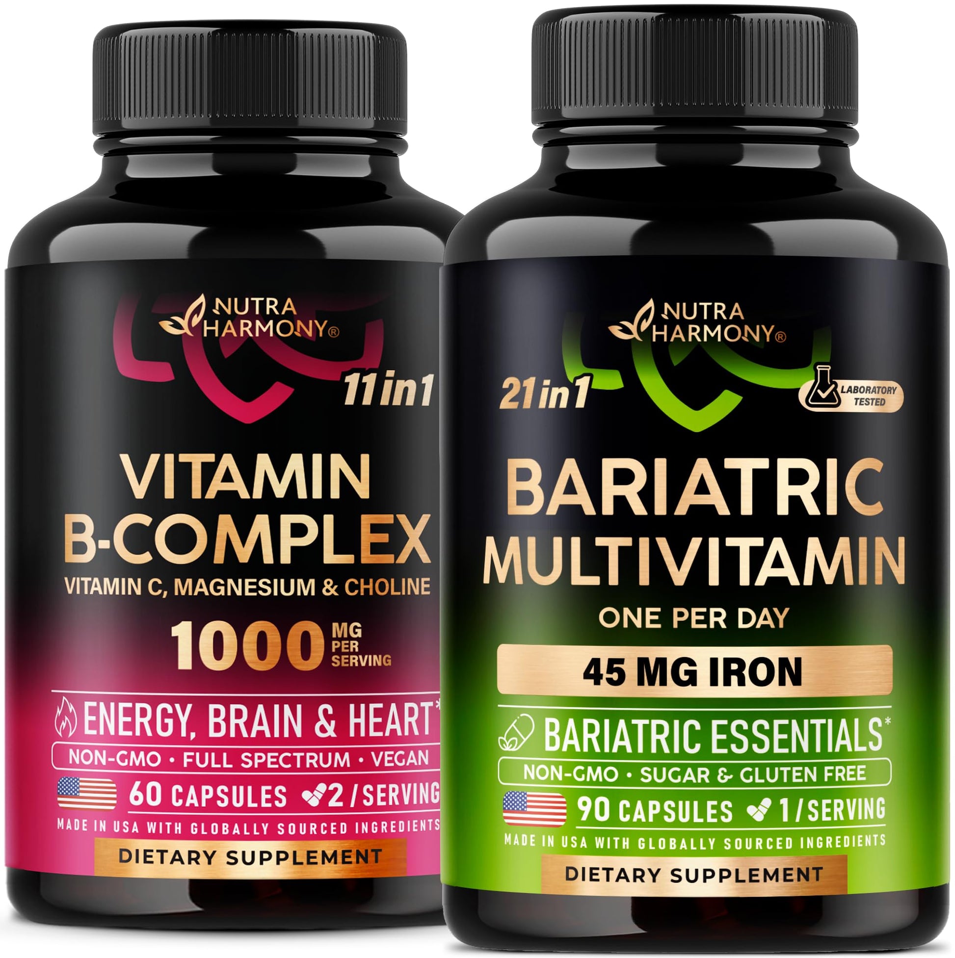Nutraharmony cápsulas complejo vitamina b multivitamínico bariátrico