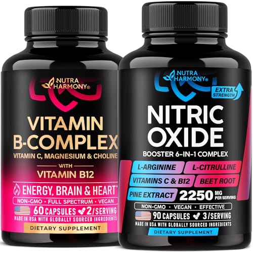 Frasco de cápsulas Nutraharmony vitamina B y óxido nítrico