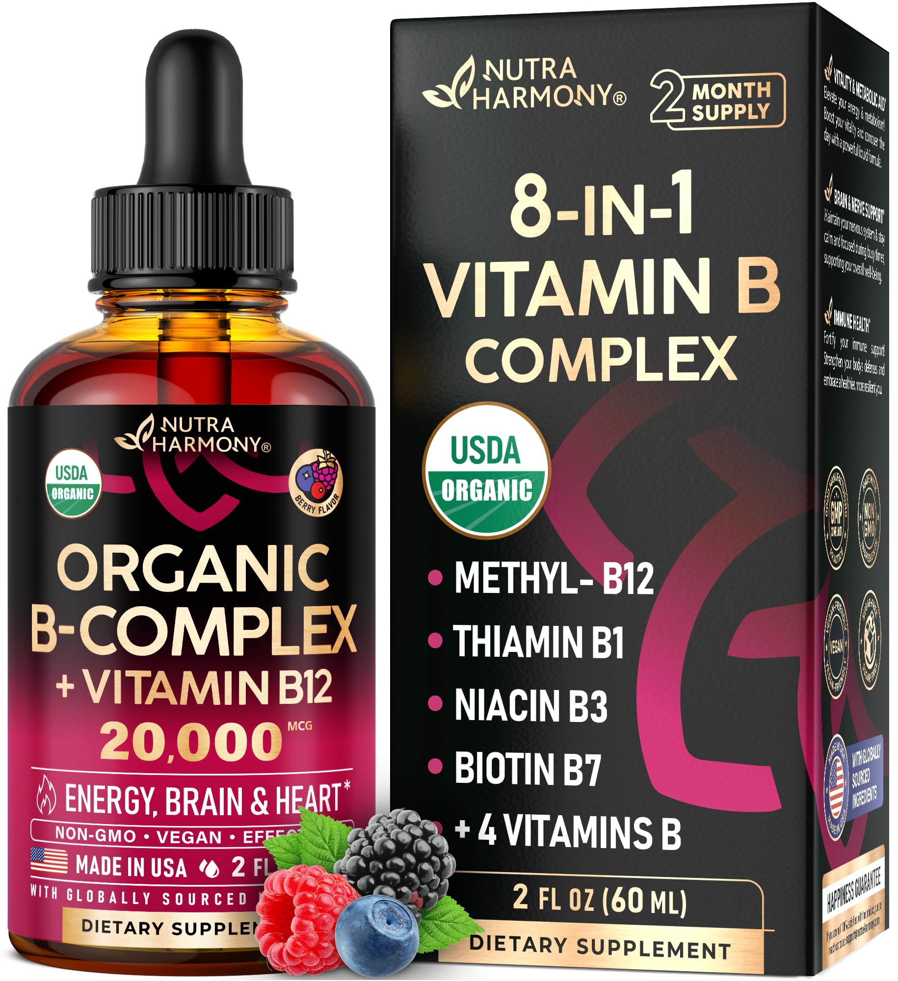 NUTRAHARMONY Complejo B orgánico gotas líquidas 2 onzas