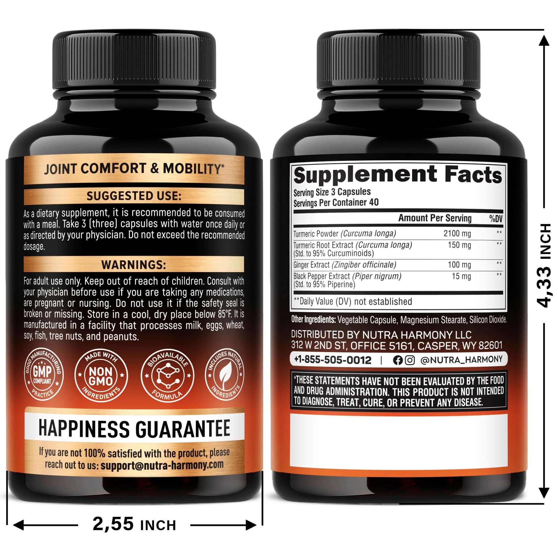 Cápsulas de Cúrcuma Curcumina NutraHarmony