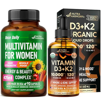 Botella de gotas vitamina D3 K2 Nutraharmony para mujeres