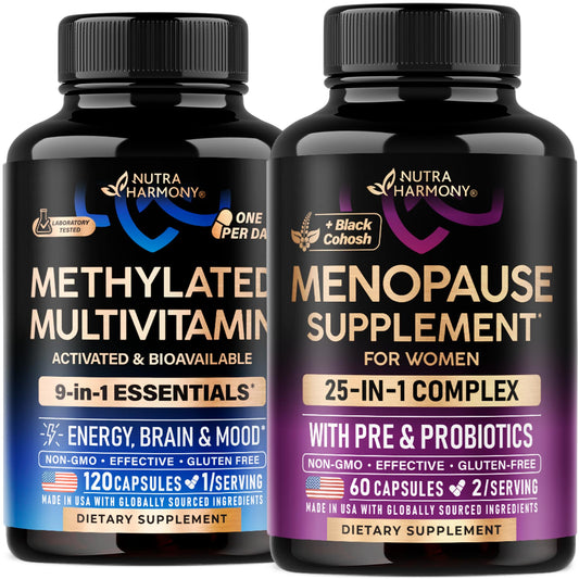 Envase de NUTRAHARMONY multivitamínico metilado para menopausia