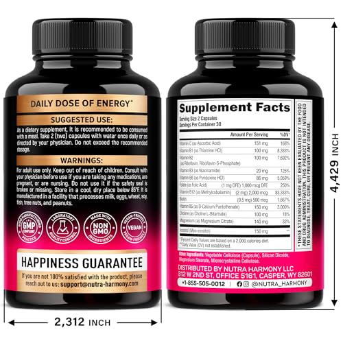 Vista lateral cápsulas Nutraharmony vitamina B y óxido nítrico