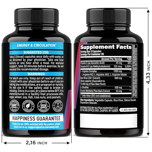 Detalle cápsulas Nutraharmony vitamina B y óxido nítrico