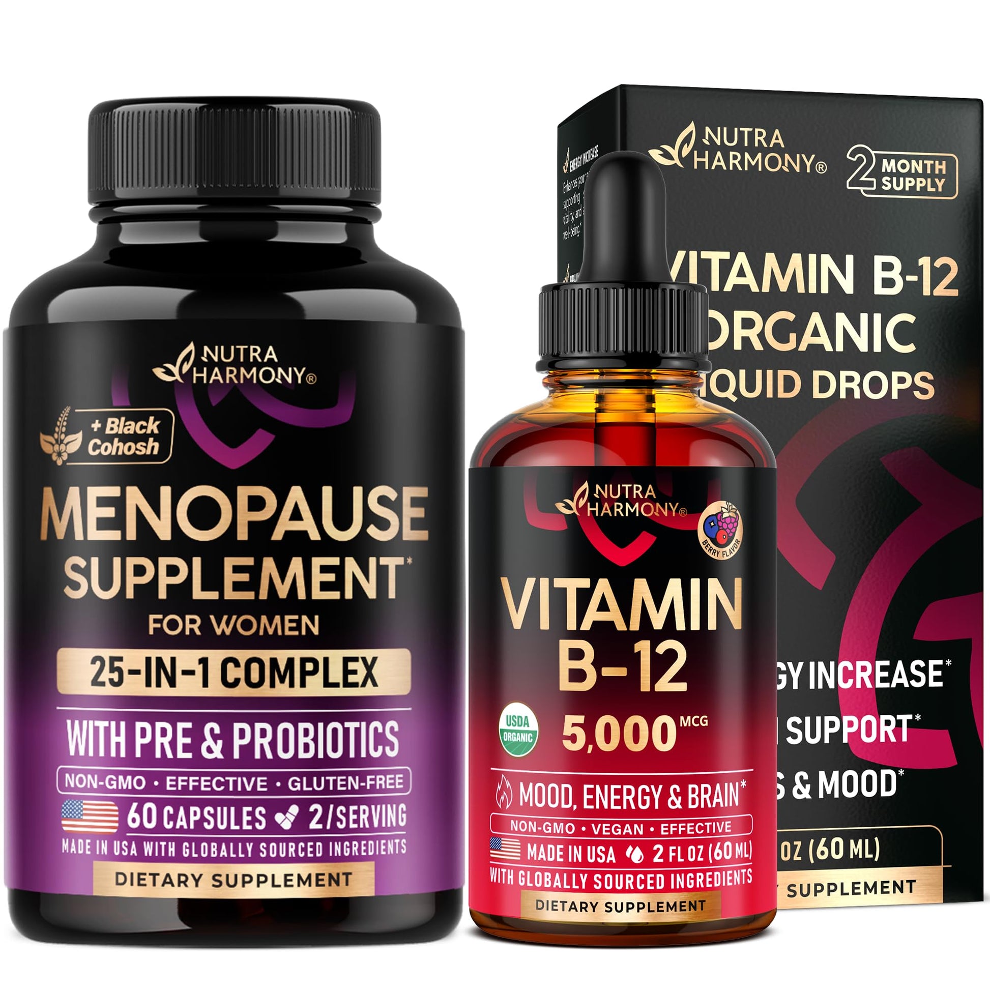 Botella de vitaminas NUTRAHARMONY para menopausia