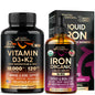 Cápsulas de vitamina D3 K2 y gotas de hierro orgánico Nutraharmony