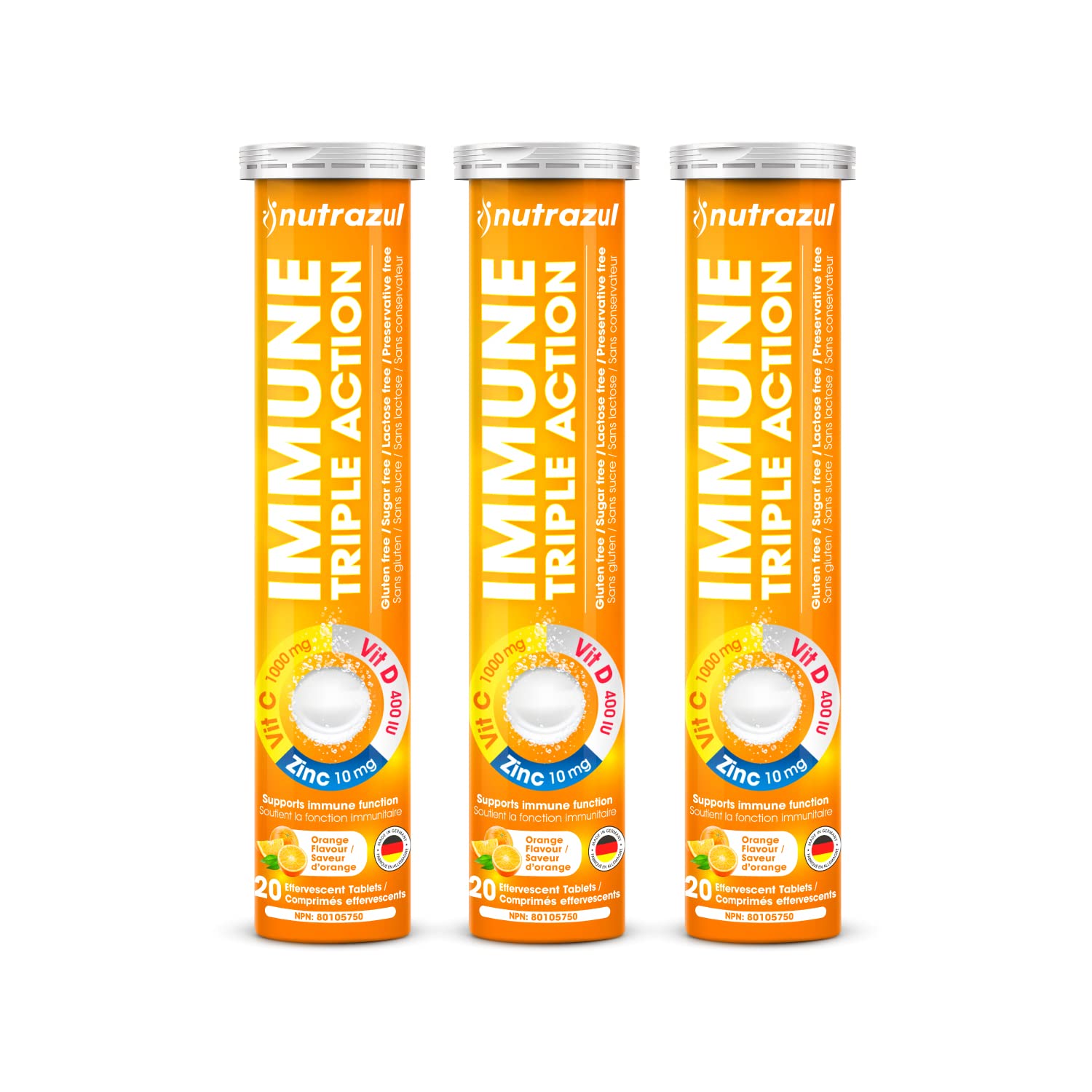 Nutrazul tabletas efervescentes triple acción vitamina naranja