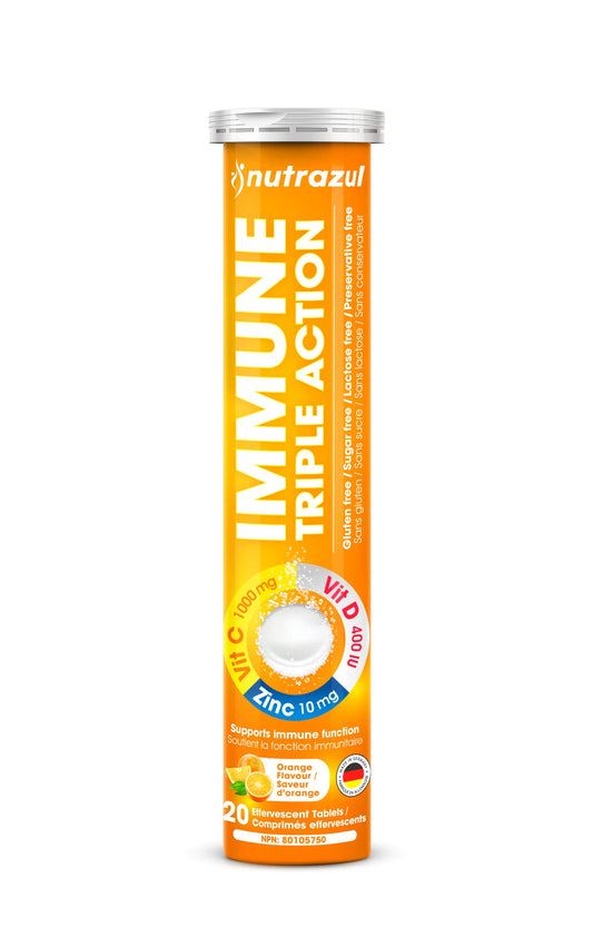 Nutrazul triple acción vitamina C D zinc tabletas efervescentes sabor naranja