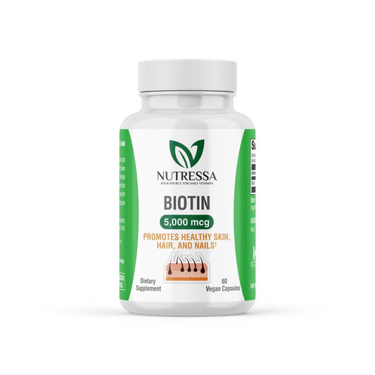 Nutressa biotina 5000 mcg cápsulas veganas 50 unidades frasco