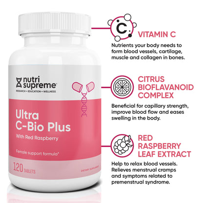 Nutri Supreme tabletas frambuesa roja apoyo salud femenina