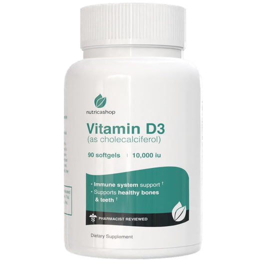Nutricashop vitamina d3 alta potencia 10000 ui 90 cápsulas líquidas