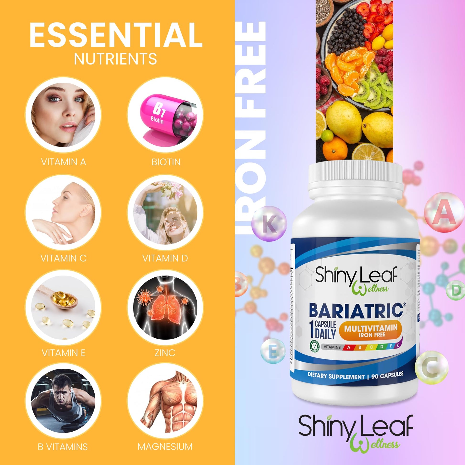 Nutrición diaria en multivitamínico shiny leaf sin hierro