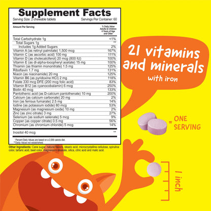 tabla nutricional vitaminas minerales hierro niños