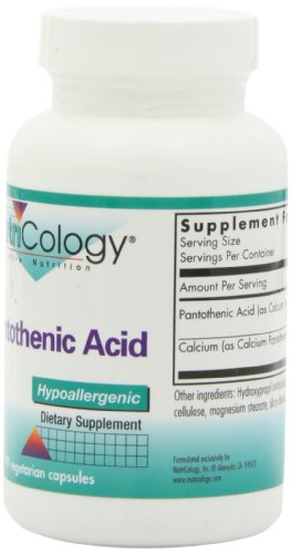Frasco de cápsulas Nutricology ácido pantoténico vitamina B5