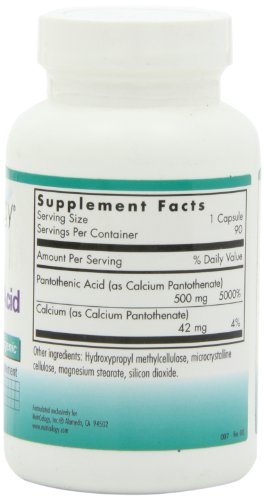 Cápsulas orgánicas Nutricology ácido pantoténico y calcio 90