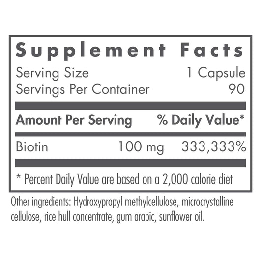 Empaque suplemento Nutricology HiBiotin cápsulas vegetales