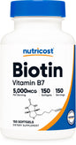 Nutricost biotina 5000mcg 150 cápsulas blandas sin gluten