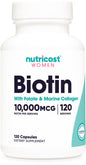 Nutricost biotina para mujeres 10,000mcg frasco principal