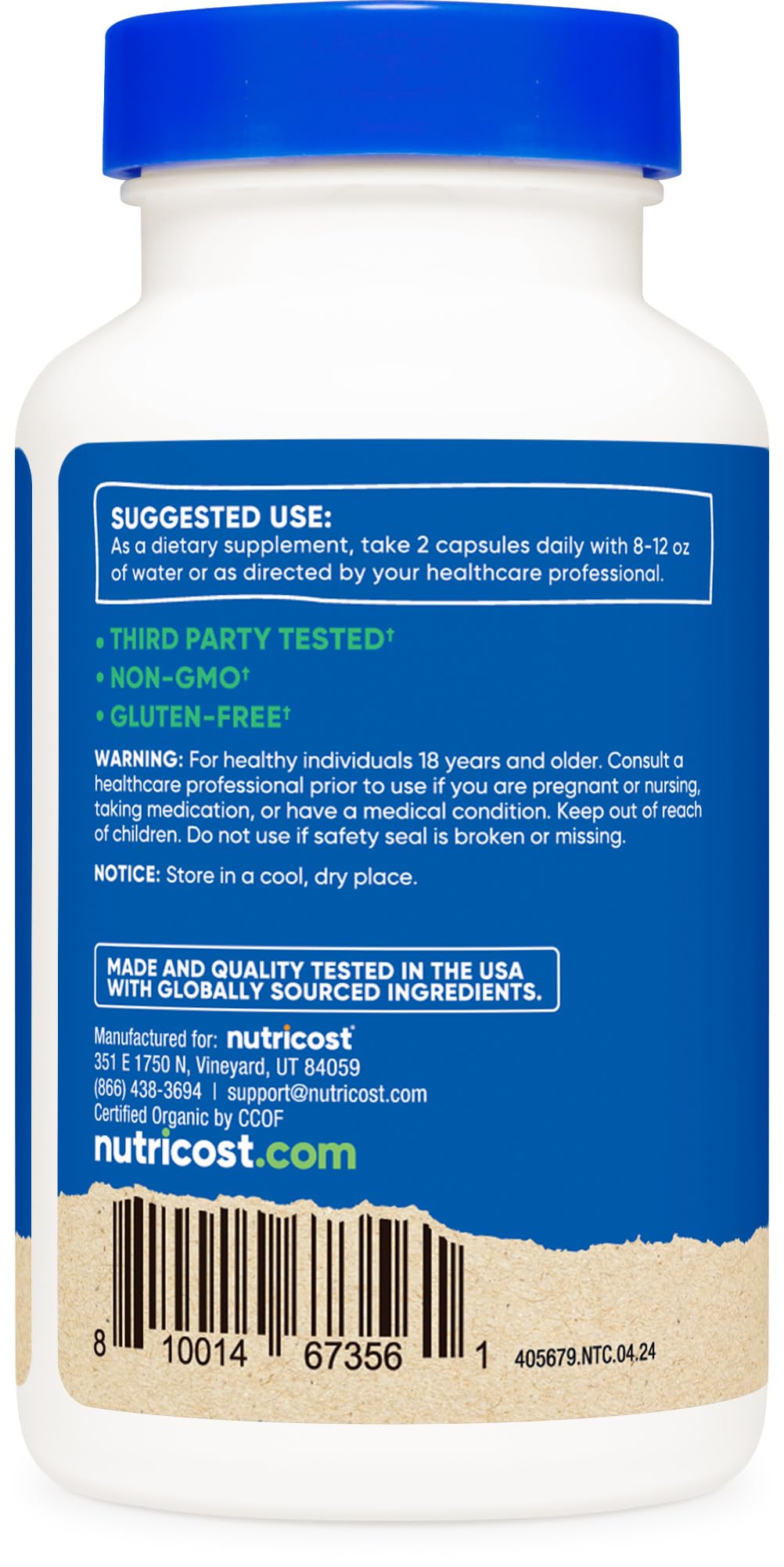 Detalle cápsulas Nutricost Camu Camu vitamina C orgánica