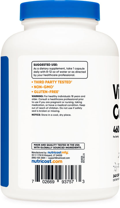 Nutricost Complejo B alta potencia etiqueta del producto