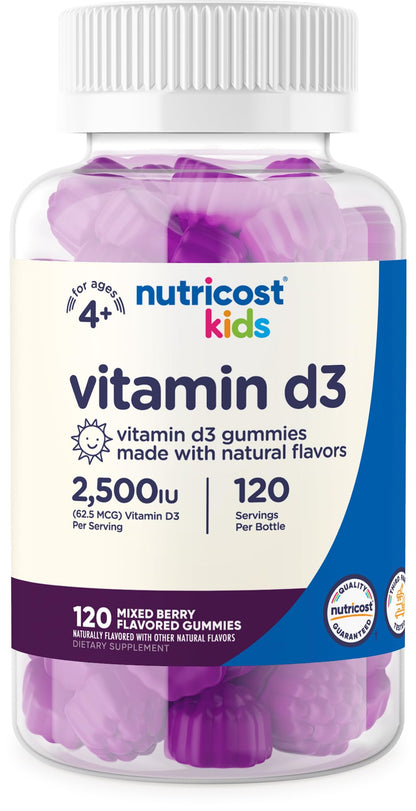 Nutricost gominolas de vitamina d3 para niños sabor frutas mixtas