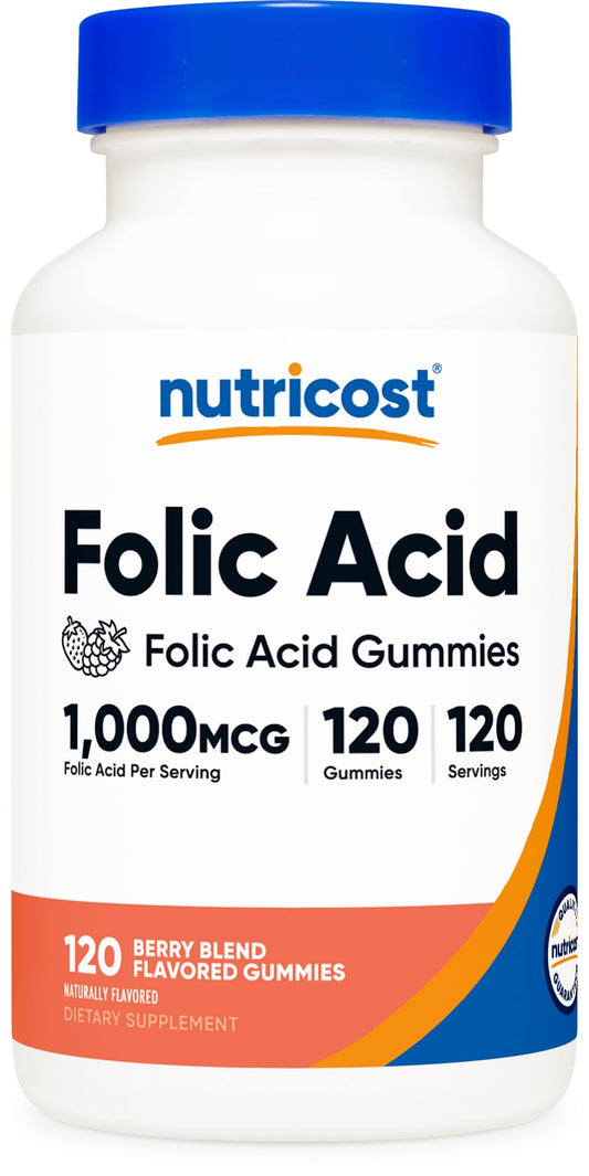 Nutricost gomitas ácido fólico 120 unidades sabor frutas del bosque