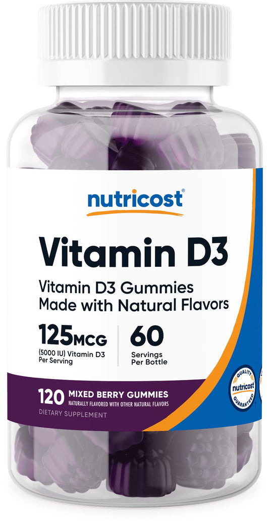 Nutricost gomitas de vitamina d3 5000 iu sabor frutos rojos