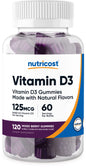 Nutricost gomitas de vitamina d3 5000 iu sabor frutos rojos